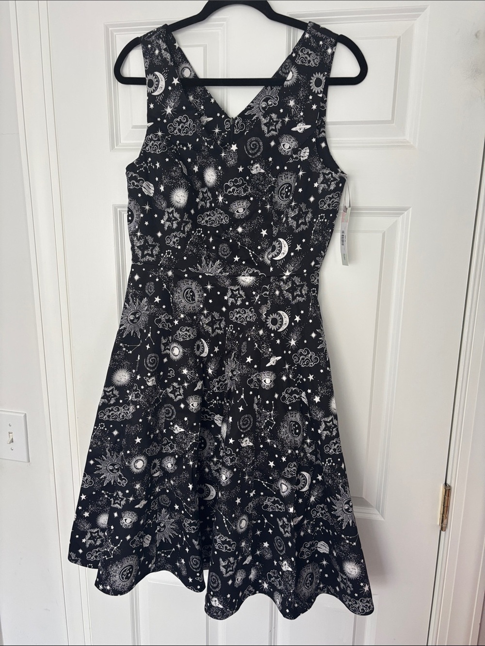 NWT black celestial print Eva Rose dress size L